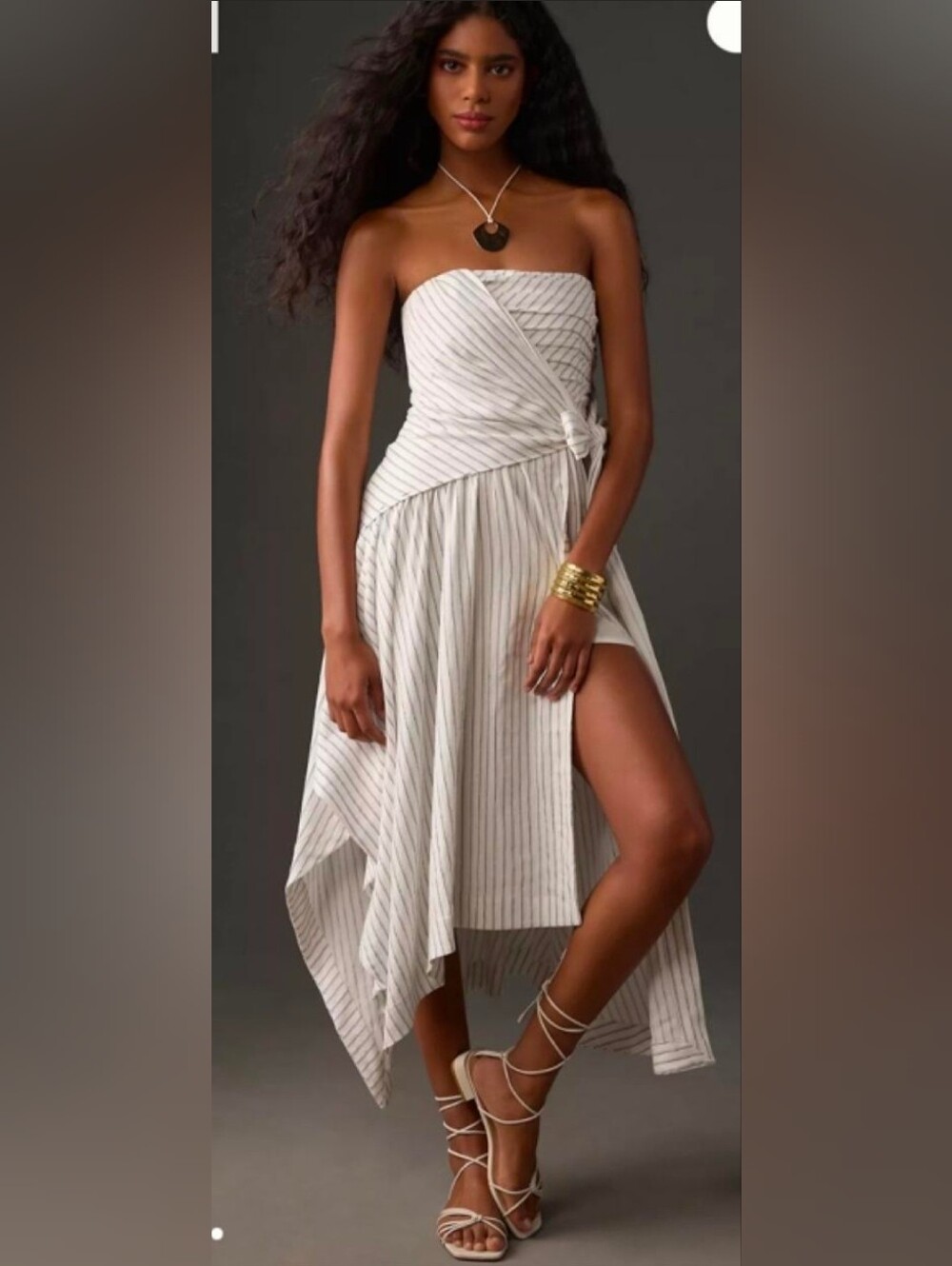 Anthropologie Strapless Hanky-Hem Midi Dress